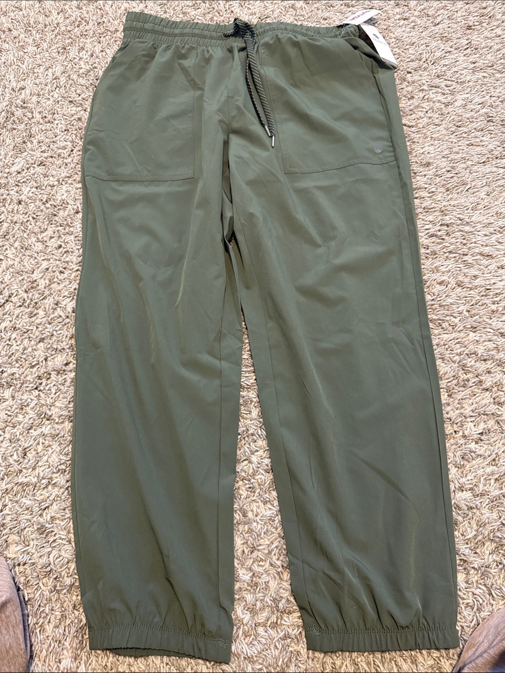 Apana Olive Green Elastic Waist Jogger Pants